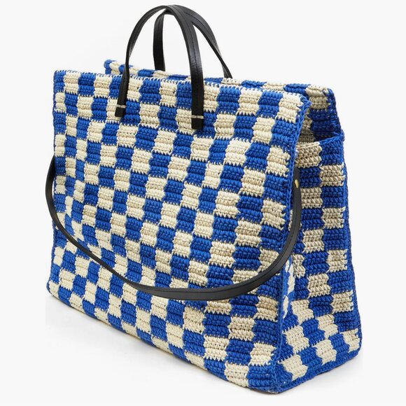 Clare V Handbags - CLARE V Summer Simple Crochet Cotton Tote Cobalt Blue & Cream